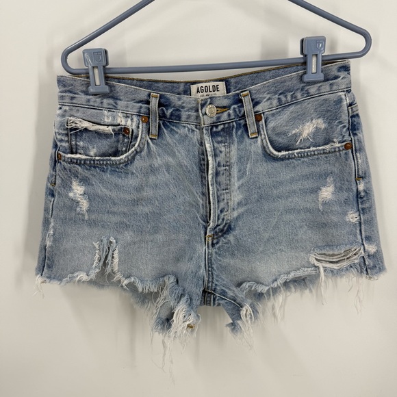 Agolde Pants - AGOLDE  Distressed Parker Vintage Cutoff Button Fly Denim Shorts - Size28